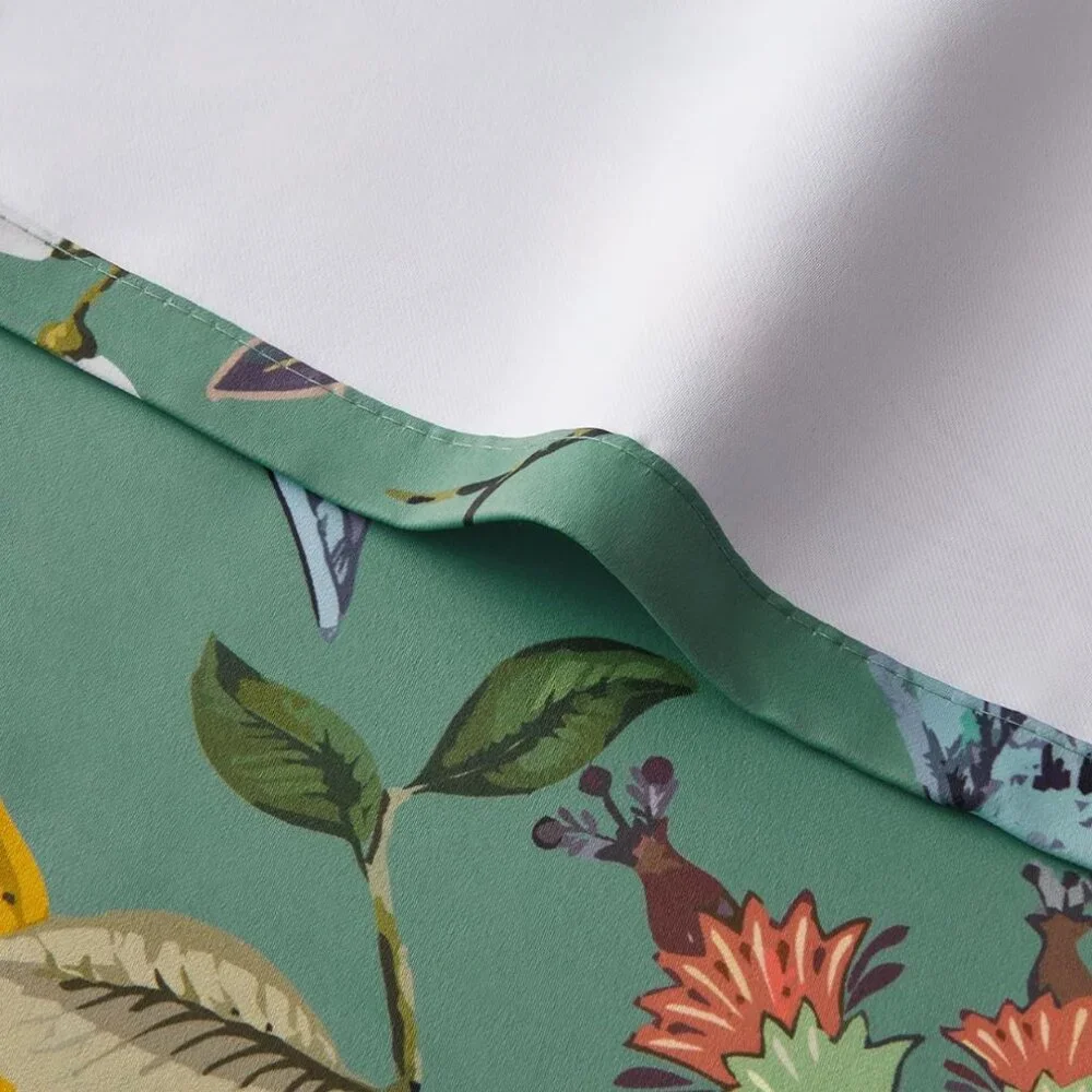 Floral Lemon Hummingbird Curtains Patterned Waverly Mid-Century Style